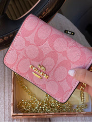 COACH Signature Card Case On A Chain