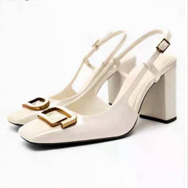 Imported Brand Logo Block Heels