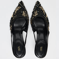 Imported Pointed Toe Brand Logo Heels