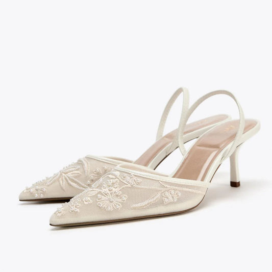 Imported Pointed Toe Brand Logo Heels
