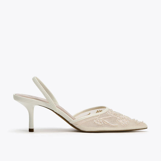 Imported Pointed Toe Brand Logo Heels