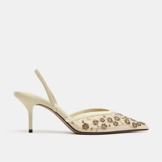 Imported Pointed Toe Brand Logo Heels
