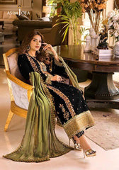 Asim Jofa 03A - 3 Piece Crinkle Chiffon Dress with Chiffon Dupatta