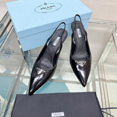 Imported Pointed Toe Brand Logo Heels