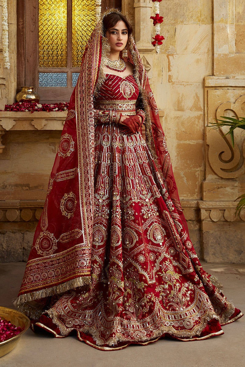 Mohsin Ranjha 10 (A Plus Replica)  - 3 Piece Raw Silk Dress with Organza Dupatta