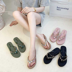 Imported Soft Wedge Slipper with Stones