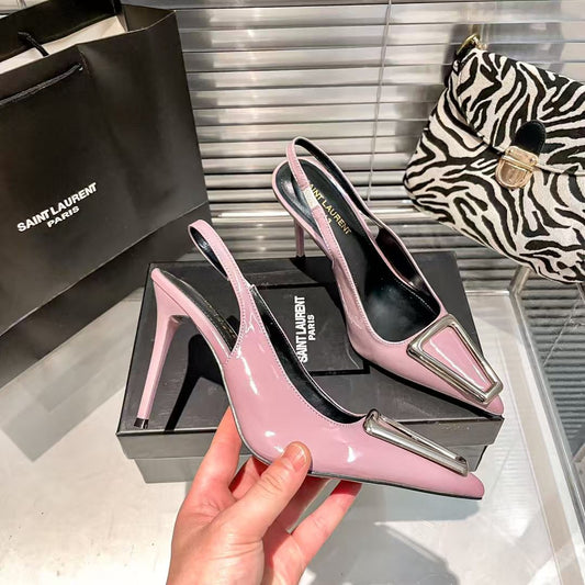 Imported Pointed Toe Brand Logo Heels