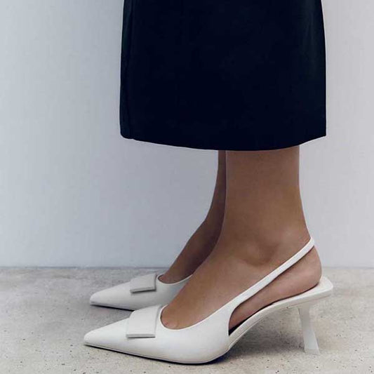 Imported Pointed Toe Brand Logo Heels