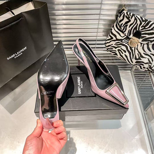 Imported Pointed Toe Brand Logo Heels