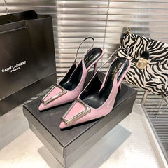 Imported Pointed Toe Brand Logo Heels