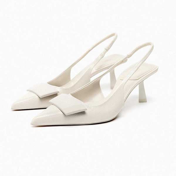 Imported Pointed Toe Brand Logo Heels
