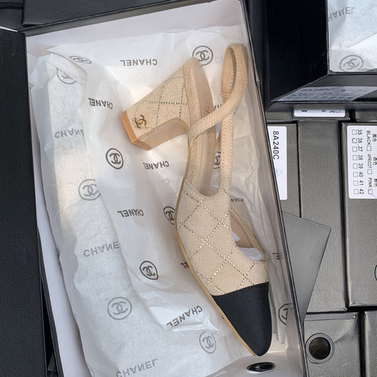 High Quality Imported Brand Logo Block Heels
