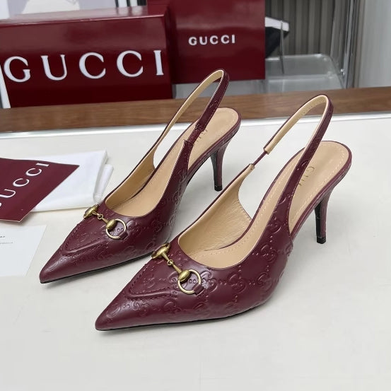 Imported Pointed Toe Brand Logo Heels