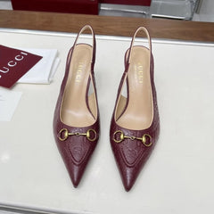 Imported Pointed Toe Brand Logo Heels