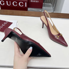 Imported Pointed Toe Brand Logo Heels