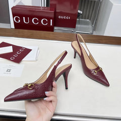 Imported Pointed Toe Brand Logo Heels