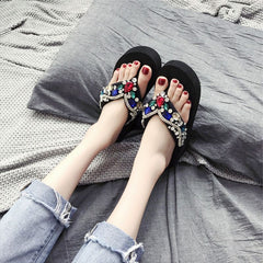Imported Soft Wedge Slipper with Stones