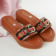 Brand Logo Soft Wedge Slipper