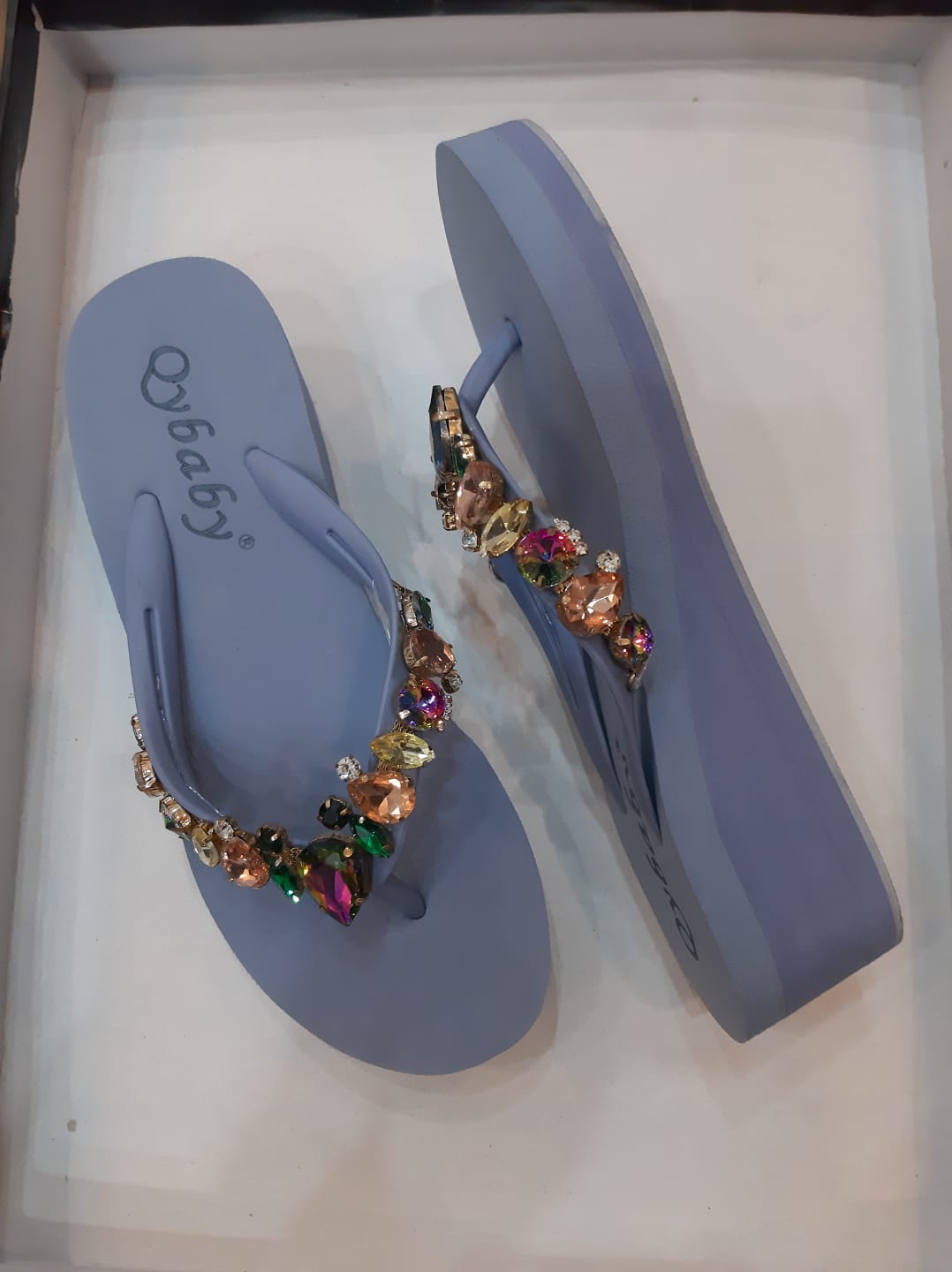 Imported Soft Wedge Slipper with Stones