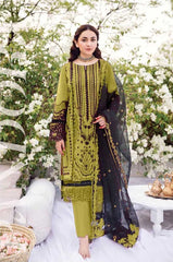 Maria B. 106C - 3 Piece Embroidered Linen Dress with Embroidered Organza Dupatta