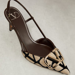 Imported Pointed Toe Brand Logo Heels
