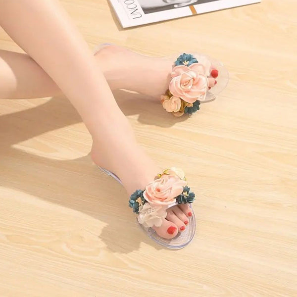 Imported Soft Flower Design Jelly Slipper