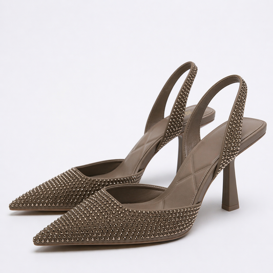 Imported Pointed Toe Brand Logo Heels