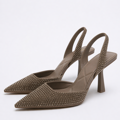 Imported Pointed Toe Brand Logo Heels