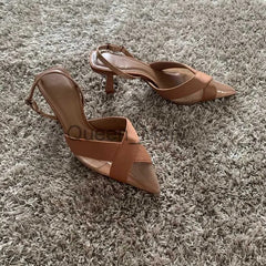 Imported Pointed Toe Brand Logo Heels