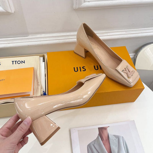 High Quality Imported Brand Logo Block Heels