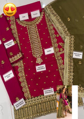 Asim Jofa 03B - 3 Piece Crinkle Chiffon Dress with Chiffon Dupatta