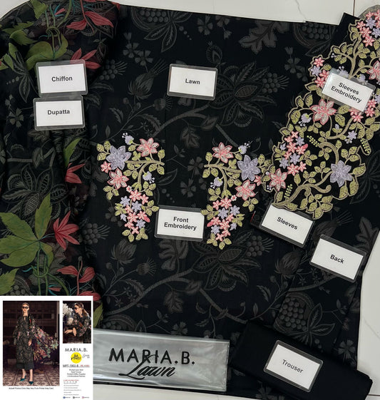 Maria B. 203 - 3 Piece Printed Lawn Dress with Chiffon Dupatta
