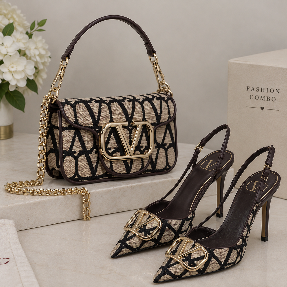 High Quality Imported Heels & Bag Combo