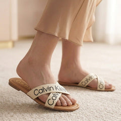 CK 'BAINY' LOGO SLIDES - BEIGE