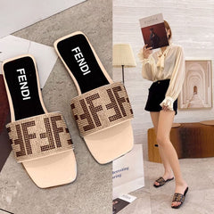 FENDI ROMA STONE SLIDES - BEIGE