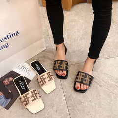 FENDI ROMA STONE SLIDES - BEIGE