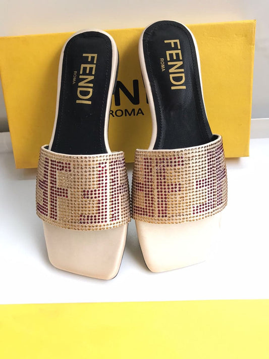 FENDI ROMA STONE SLIDES - BEIGE