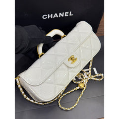 CHANEL Large Patent Top Handle Bag