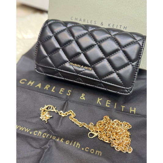 CHARLES & KEITH Arrietty Quilted Wallet On Chain