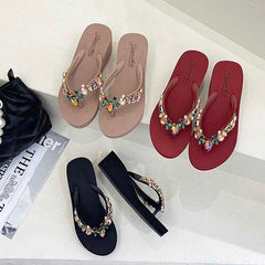 Imported Soft Wedge Slipper with Stones
