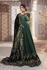 Maria B. 170 (A Plus Replica) - 3 Piece Raw Silk Dress with Embroidered Velvet Shawl