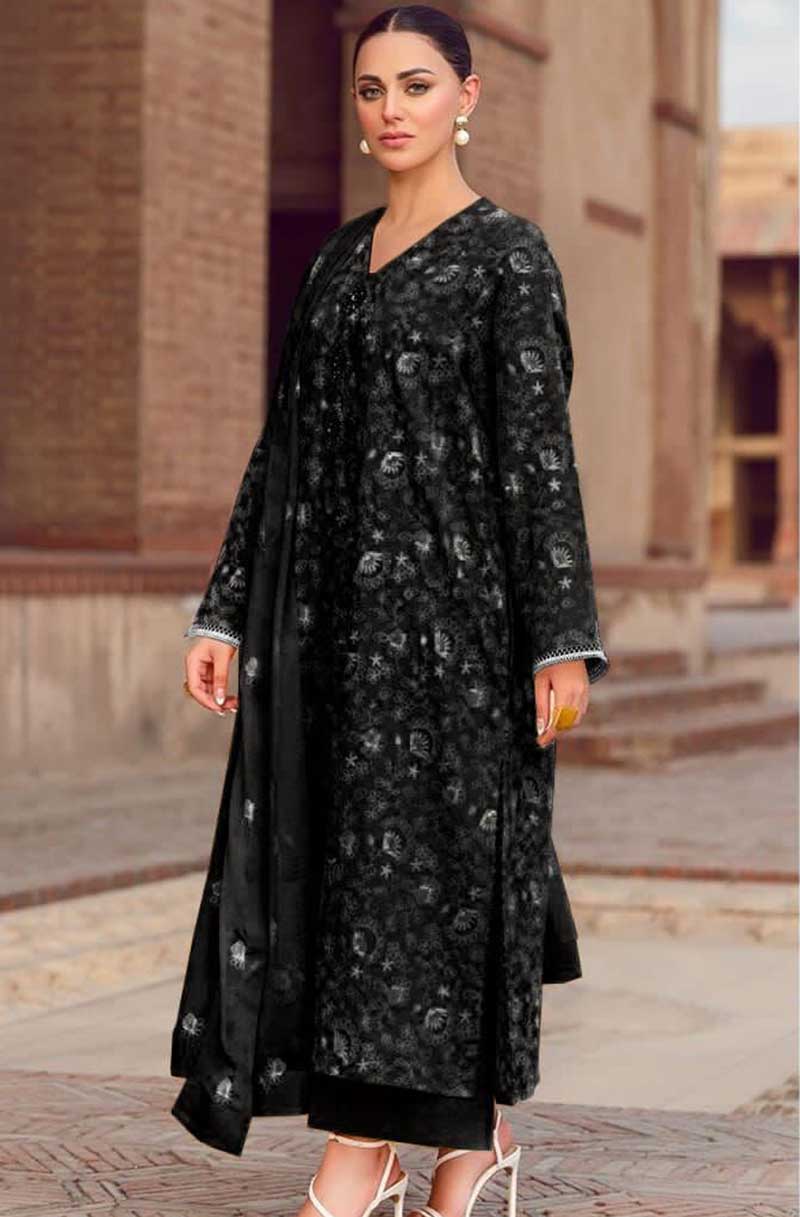 Bareeze 38 – 3 Piece Embroidered Karandi Dress with Chiffon Dupatta