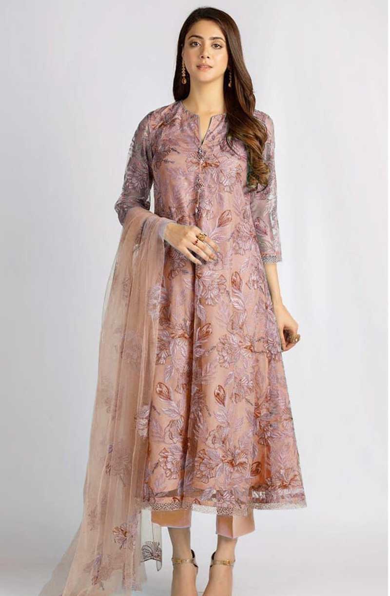 Bareeze 22 – 3 Piece Embroidered Karandi Dress with Chiffon Dupatta