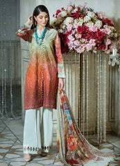 Bin Ilyas 01B - 3 Piece Embroidered Lawn Dress with Chiffon Dupatta