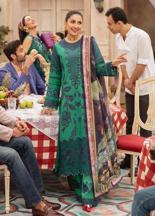 Mushq 12 - 3 Piece Embroidered Lawn Dress with Silk Dupatta