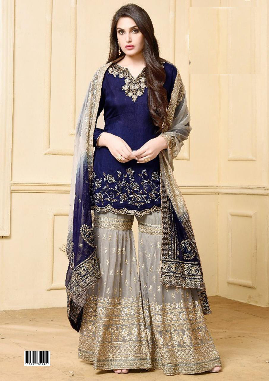 Indian Design 22 – 3 Piece Crinkle Chiffon Dress with Net Dupatta