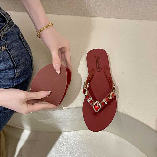 Imported Soft Flat Slipper with Stones