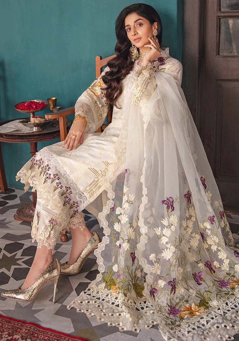 Elaf 13 - 3 Piece Embroidered Linen Dress with Organza Embroidered Dupatta