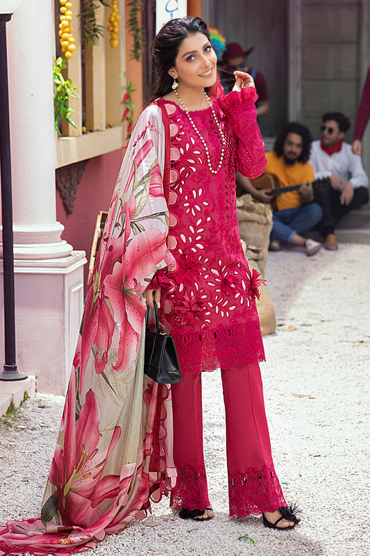 Mushq 03 - 3 Piece Embroidered Lawn Dress with Silk Dupatta