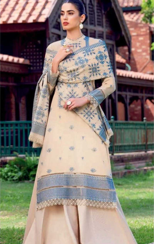 Bareeze 50 – 3 Piece Embroidered Karandi Dress with Shawl